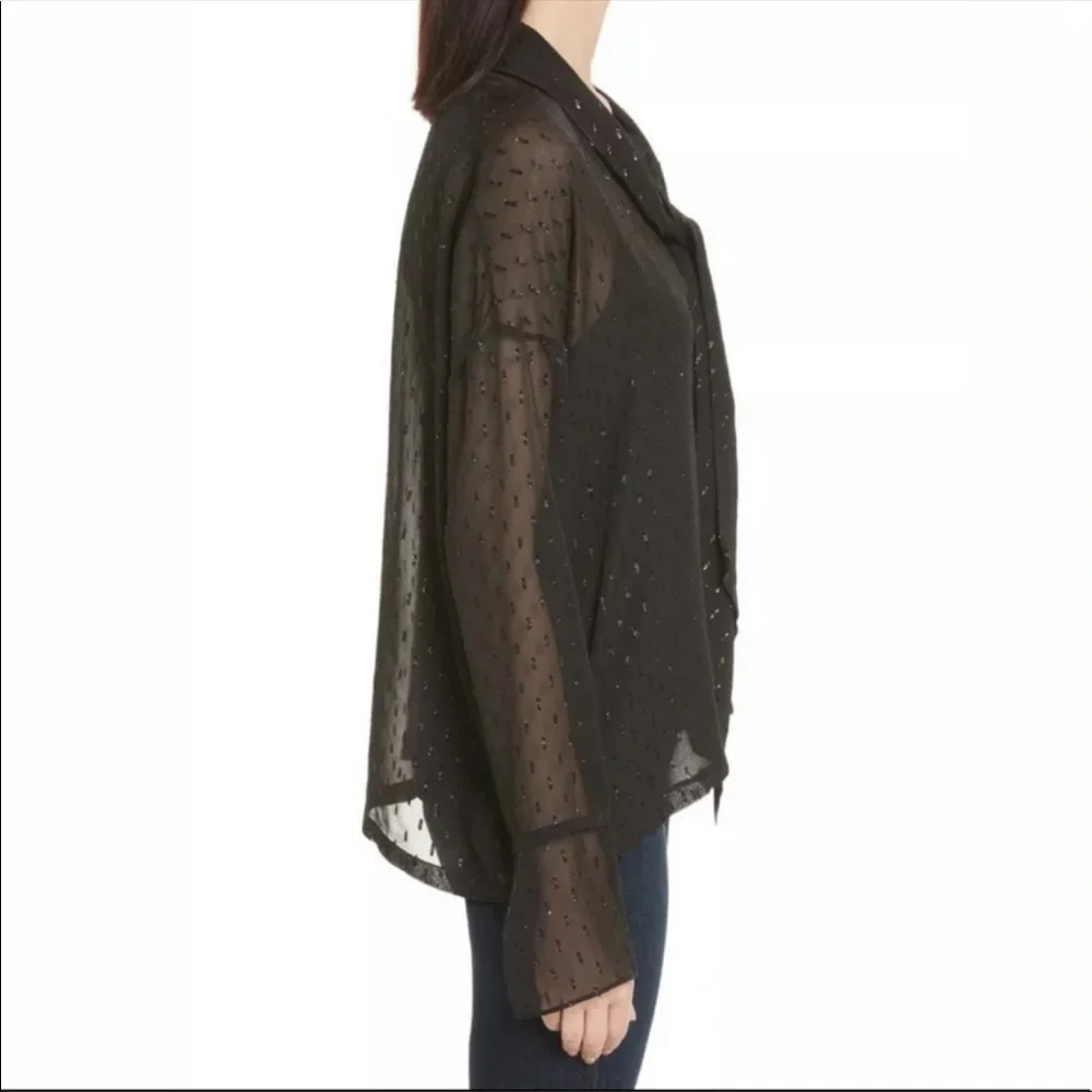 NWT Theory Metallic Silk Scarf Shirt/blouse - Picture 3 of 6